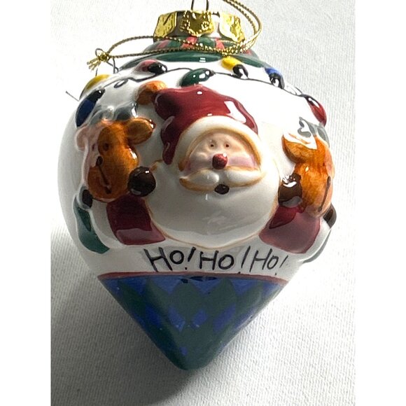 Hand-Painted Ceramic Santa Christmas Ornament Lights String Decor 5” Collectible - Picture 1 of 8